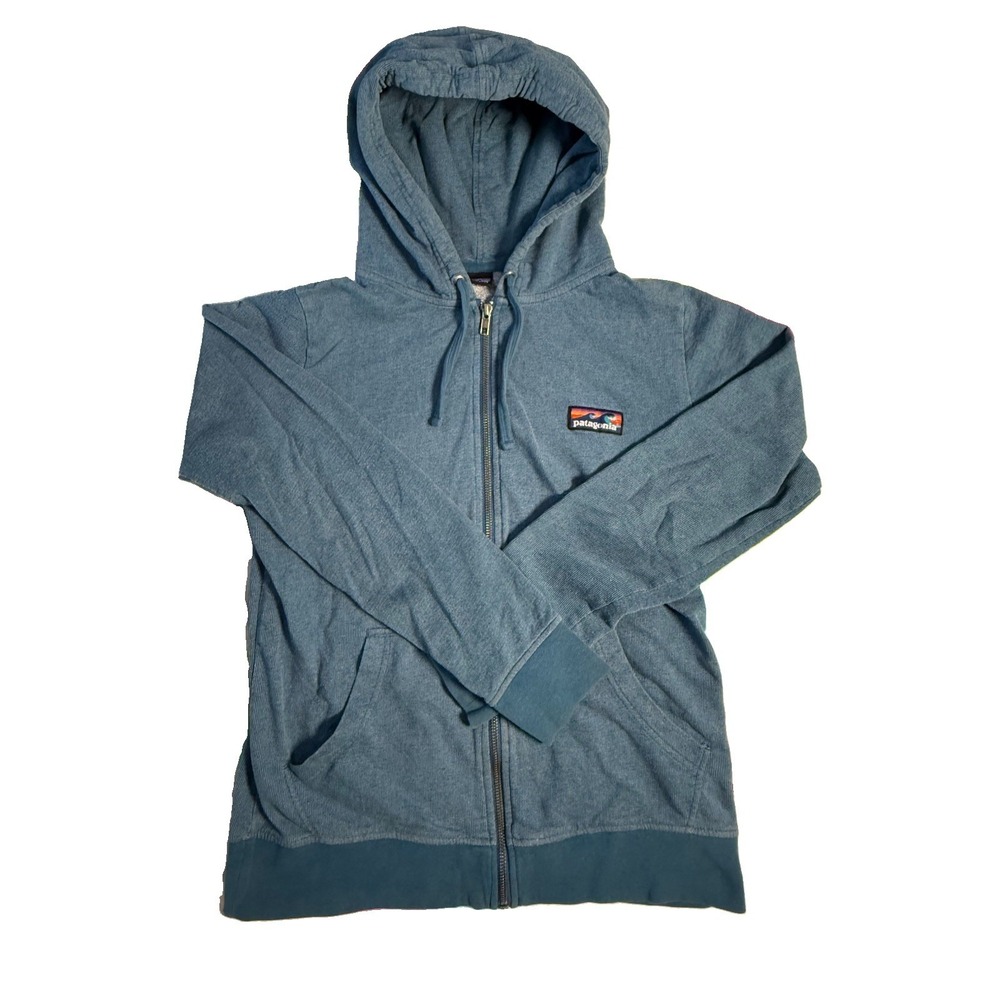 Patagonia Hoodie Women Medium Blue Pockets Board Short Label  Surf Skate Zip